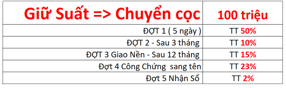 Phương thức thanh toán dự án Nhà Bè Riverisde